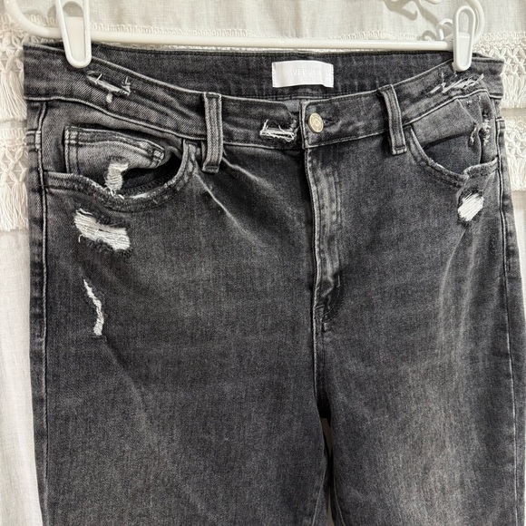 Velvet by Flying Monkey Cement High Rise Skinny Distressed Ripped Black Gray - Picture 4 of 6